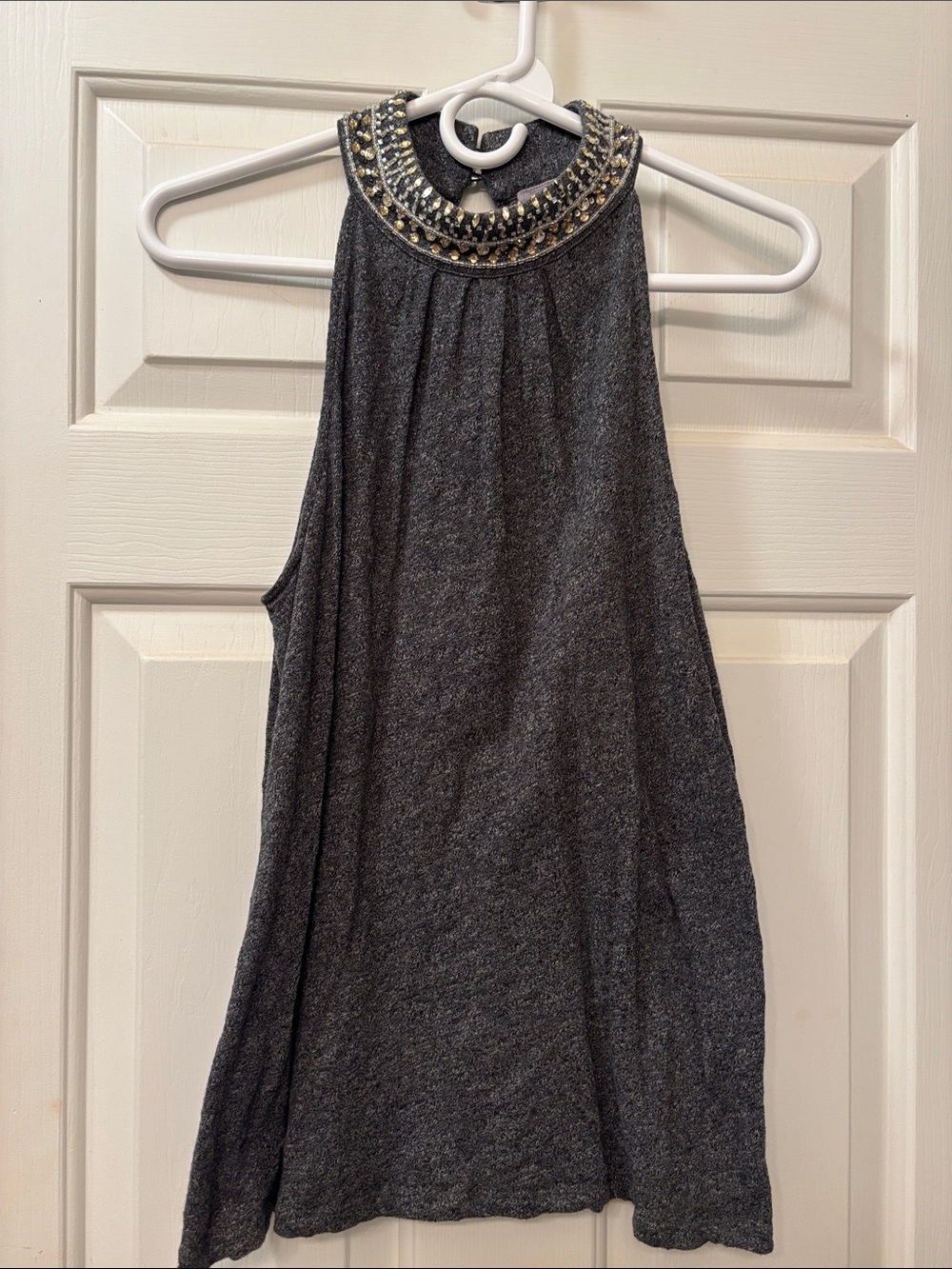 Embellished Halter Neck Women's Tank Top - Dark Gray